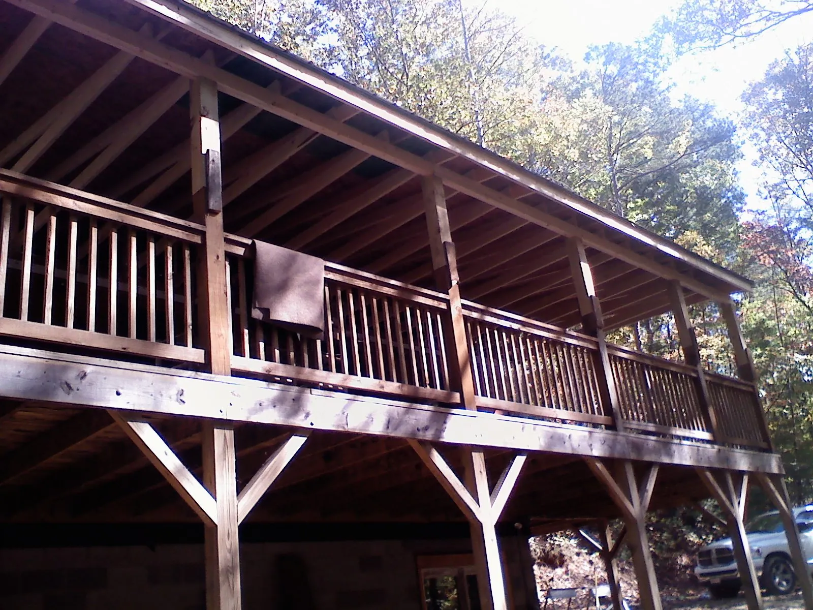 Timber framing under a new elevated porch and deck — Roof Leak Repair in Kintnersville by Roofing Brothers